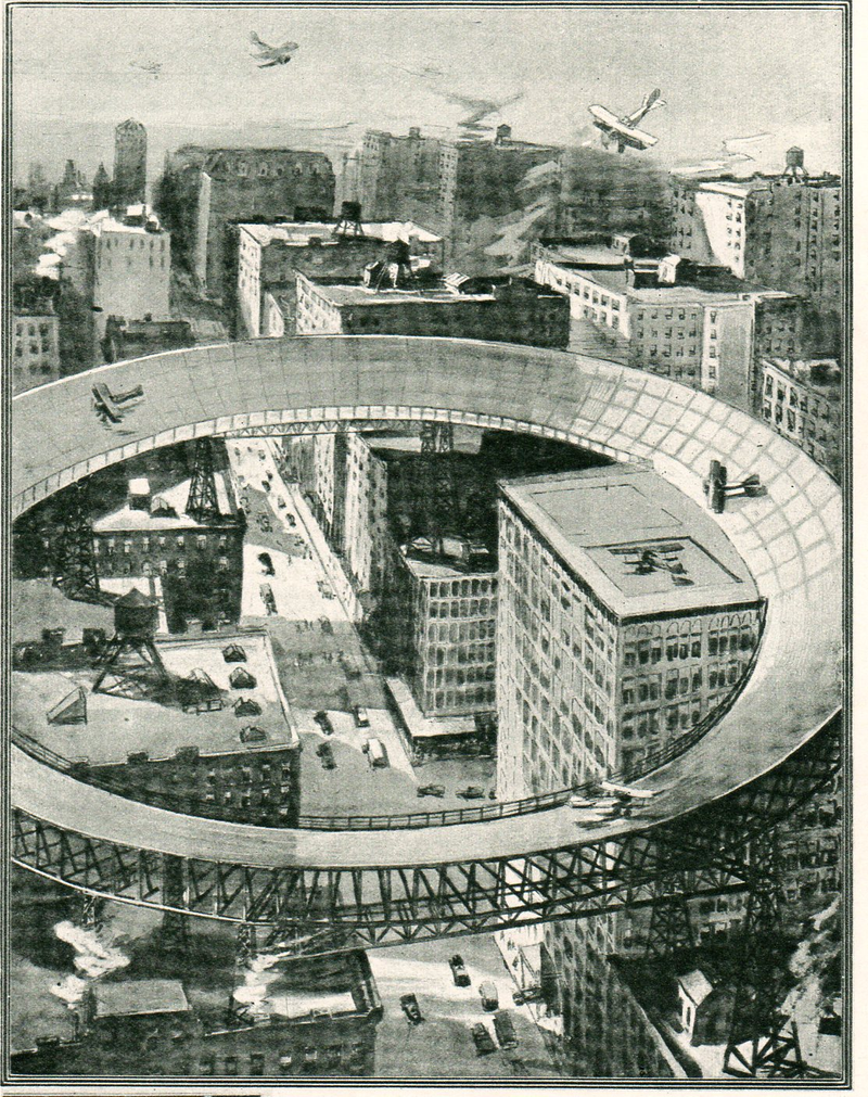 Illustration for article titled 12 Radical, Unbuilt Airports From 100 Years of Air Travel